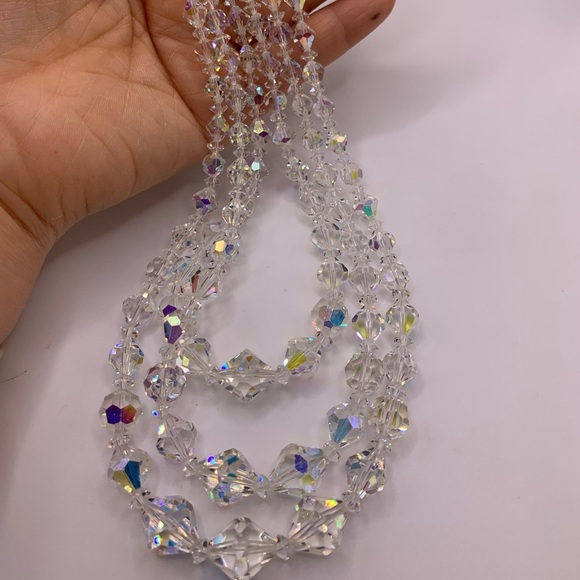 Stunning 1950s 3 strand unsigned Sherman AB crystal necklace - Picture 8 of 9